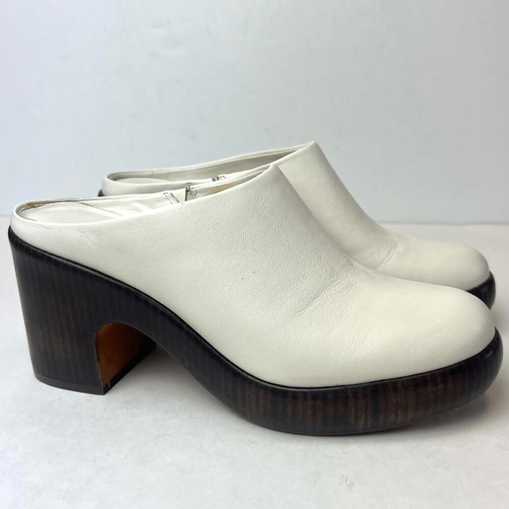 Vince Navina Leather Mule Clogs Milk White Sz 8 - Picture 1 of 11